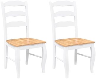 vidaXL Esszimmerstühle 2 Stk. Weiß Massivholz Gummibaum 4102496