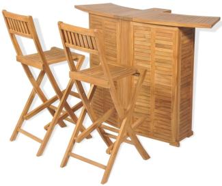 3-tlg. Bistro-Set mit Klappstühlen Massivholz Teak