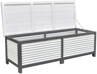Gartentruhe Holz Grau Kissenbox Auflagenkiste Aufbewahrung Terrasse Outdoormöbel