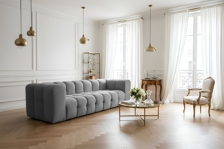 Sofa Designersofa SOLVIE 4-Sitzer in Stoff Tiffani Grau
