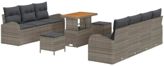 vidaXL Garten-Sofa-Set mit Kissen mit Speicher mit Kissen 10 pcs Grau 3364313
