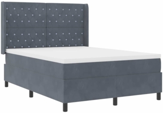vidaXL LED Boxspringbett mit Matratze Dunkelgrau 140 x 190 cm Samt 3343809