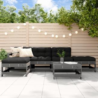 vidaXL 6-tlg. Garten-Lounge-Set mit Kissen Grau Massivholz 3185908