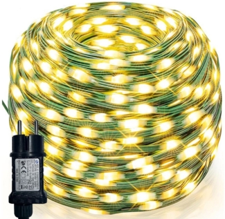 LMaxhome LED-Lichterkette 10M-100M Außen Lichterketten Wasserdicht Beleuchtung Deko Weihnachten, mit 8 Modi, Speicherfunktion, 100~800-flammig, Grünes Kabel für Garten