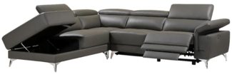 Vente-unique - Relaxsofa Ecksofa Leder elektrisch - Ecke Links - Anthrazit - PASCALINE