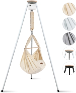 Federwiege mit Tipi und Motor Bio Grey Schafwolle Anthrazit Motor Weiß