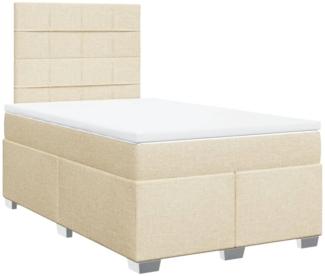 vidaXL Boxspringbett mit Matratze Creme 120x190 cm Stoff 3290432