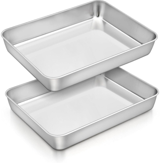 Homikit Edelstahl Backblech Set 26,5x20,5x4,7 cm 2er Rechteckig Auflaufform