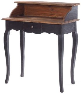 DESIGN DELIGHTS Vintage MASSIVHOLZ SEKRETÄR Napoleon | 80 x 92 x 40 cm (BxHxT), Mahagoni, Shabby Style Konsolentisch | Schreibtisch im Kolonialstil | Farbe: 04 schwarz-Natur