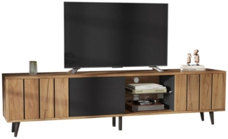 autolock TV-Schrank lowboard Fernsehschrank,TV-Ständer,TV-Möbel,TV-Schrank mit 3 Schränken Schlichter Wohnzimmerschrank mit originaler Holzfarbe+schwarzer Spleiß