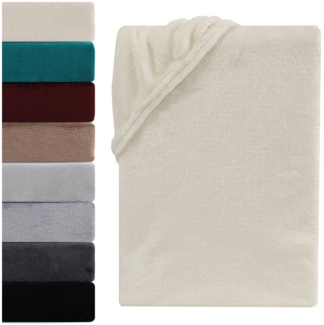 Visaggio Spannbettlaken Cashmere Touch Winter Spannbetttuch Super Soft Bettlaken, Nicki, Gummizug: rundum, Flauschig warmes Teddyplüsch, Einfarbig