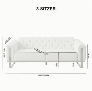 Palms-Store Sofa Liva in 4 Stoff- und 3 Fußfarben kombinierbar mit Knopfheftung, Spar-Set, 3-Sitzer mit Schlaffunktion
