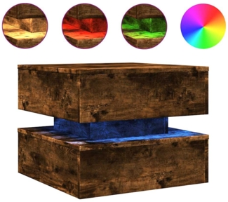 Couchtisch, Sofatisch mit LED-Leuchten Räuchereiche 50x50x40 cm