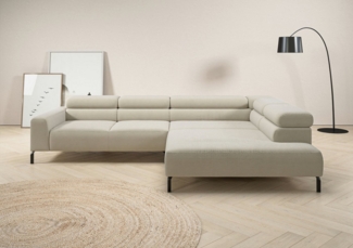 Places of Style Ecksofa Antonelli, L-Form, inkl. Kopfteilverstellung, Breite 312 cm, mit elektrischer Sitztiefenverstellung, in Cord, natur