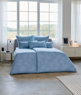Estella Interlock Jersey Bettwäsche Pippa 6898-610 Taubenblau 135x200