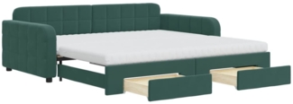 vidaXL Tagesbett Ausziehbar mit Schubladen Dunkelgrün 100x200 cm Samt 3197010