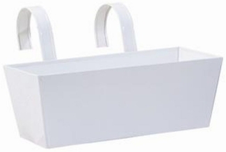 Blumenkasten eckig, weiß, 39 x 16,5 x 14,5 cm Stahlblech, mit fest montierten Haltern