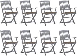 vidaXL Klappbare Gartenstühle 8 Stk. mit Kissen Massivholz Akazie 3078285