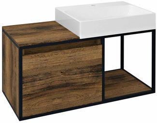 SKARA Unterschrank 100 x 49,5 x 46,5 cm, schwarz matt/Eiche Collingwood