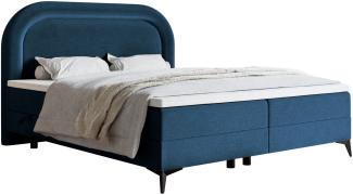 Selsey 'Loreo' Boxspringbett mit wasserfestem Samtbezug, dunkelblau, 140x200 cm