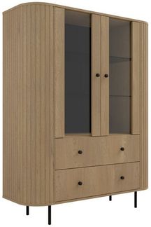 Compleo Standvitrine mit 2 Schubladen, Stauraumvitrine mit 2 Türen, Breite: 123 cm OVI, viel Stauraum, Höhe 155 cm