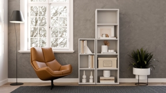 furni24 Bücherregal mit 3 Fächern, Holzregal, Würfelregal, Aufbewahrungsregal, weiß, 30 x 24 x 80h