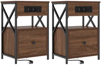 vidaXL Nachttisch 2 pcs Braune Eiche 40 x 31 x 60 cm Holzwerkstoff 859499