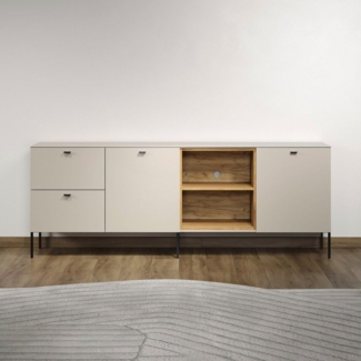 Places of Style Lowboard San Pedro (1 St), TV-Lowboard mit Türen, Schubkasten & Soft-Close - (B/T/H) 200/40/75 cm