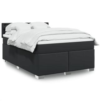 vidaXL Boxspringbett mit Matratze Schwarz 140x190 cm Kunstleder 3288420