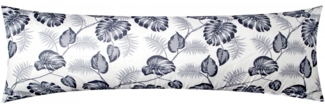 Heubergshop Seitenschläferkissenbezug, (1 Stück), 40x145 cm Tropische Blätter Kissenhülle 100% Baumwolle Grau (031/2)