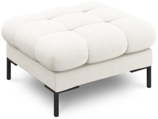Micadoni Hocker Mamaia 1-Sitzer Strukturierter Stoff Helles Beige Metall schwarz