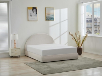 Vente-unique - Bett mit Bettkasten - 180 x 200 cm - Bouclé-Stoff - Cremefarben - LIRIMO