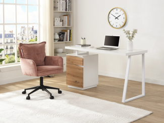 Vente-unique - Bürostuhl höhenverstellbar - Cord - Rosa & Schwarz - BATARU von Pascal Morabito