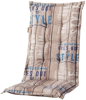 Madison Hochlehnerauflage C306 Gartenstuhl Auflagen Kissen Polster für Hochlehner braun blau, für Hochlehner-Stühle UV-beständig inkl. Bindebänder und Halteband
