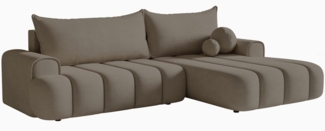 Selsey 'Dandelino' Ecksofa mit Schlaffunktion, Stauraum und Samtbezug, dunkelbeige, rechts, 80 x 275 x 168 cm