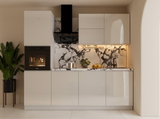 ROYAL24_MARKT Küchenzeile – KU-S04 – Aspen – Kompakte Eleganz in Hochglanz, (Komplett Set), Luxus – Modern – Präzise