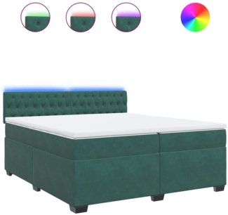 vidaXL Boxspringbett mit Matratze Dunkelgrün 200x200 cm Samt 3288711