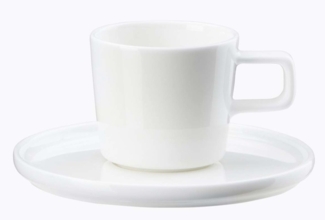 ASA Selection oco Espressotasse mit Unterteller, Espresso Tasse, Kaffeetasse, Untertasse, Fine Bone China, Weiß, 2030013