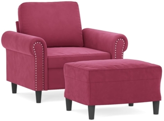 vidaXL Sessel mit Hocker Weinrot 60 cm Samt 3201209