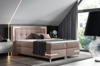 Boxspringbett Schlafzimmerbett 160x200cm AMORE Nr. 1 Altrosa inkl. LED-Beleuchtung