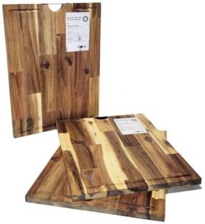 Premium Schneidebrett aus Akazienholz » Küchenbrett 30 x 40 x 1,5 cm » Grill Holzbrett mit Saftrille » Servierbrett & Tranchierbrett