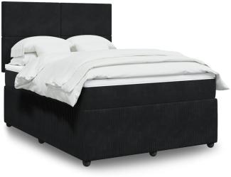 vidaXL Boxspringbett mit Matratze Schwarz 140x190 cm Samt 3292330