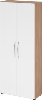 bümö® Aktenschrank mit Flügeltüren 5 OH in Nussbaum/Weiß