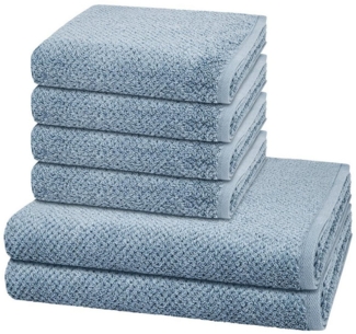 Cawö Pure 6 tlg. Frottier-Set - 4 X Handtuch (50 X 100cm), 2 X Duschtuch (80 X 150cm) - 494 g/m2 - Sea
