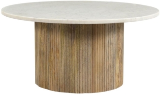 Natur24 Beistelltisch Brix Couchtisch 70x70x36 cm Marmor Mangoholz Weiß Natur