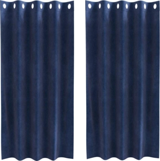 vidaXL Vorhänge mit Vorhängen 2 pcs Dunkelblau 140 x 175 cm Samt 4107194