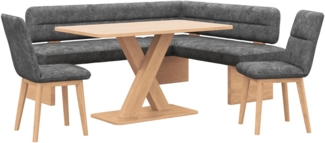Home affaire Eckbankgruppe Louise + Miles Essecke Sitzgruppe Eckbank Küchenbank, (Set, 4-tlg, 4er), Sitzgruppe Esszimmer Stühle Tisch und Bank bequem gepolstert