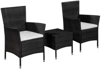 vidaXL 3-tlg. Bistro-Set Poly Rattan Schwarz 44094