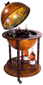 BIRENDY Dekoobjekt Riesiger Barwagen 45001R Holz Säulen Antikbraun Globusbar Hausbar