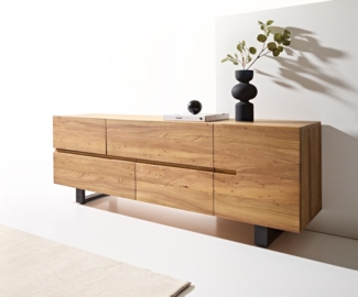 Sideboard Tiamar 180 cm Ulme Natur 1 Tür 4 Schubfächer Kufe Metall Schwarz